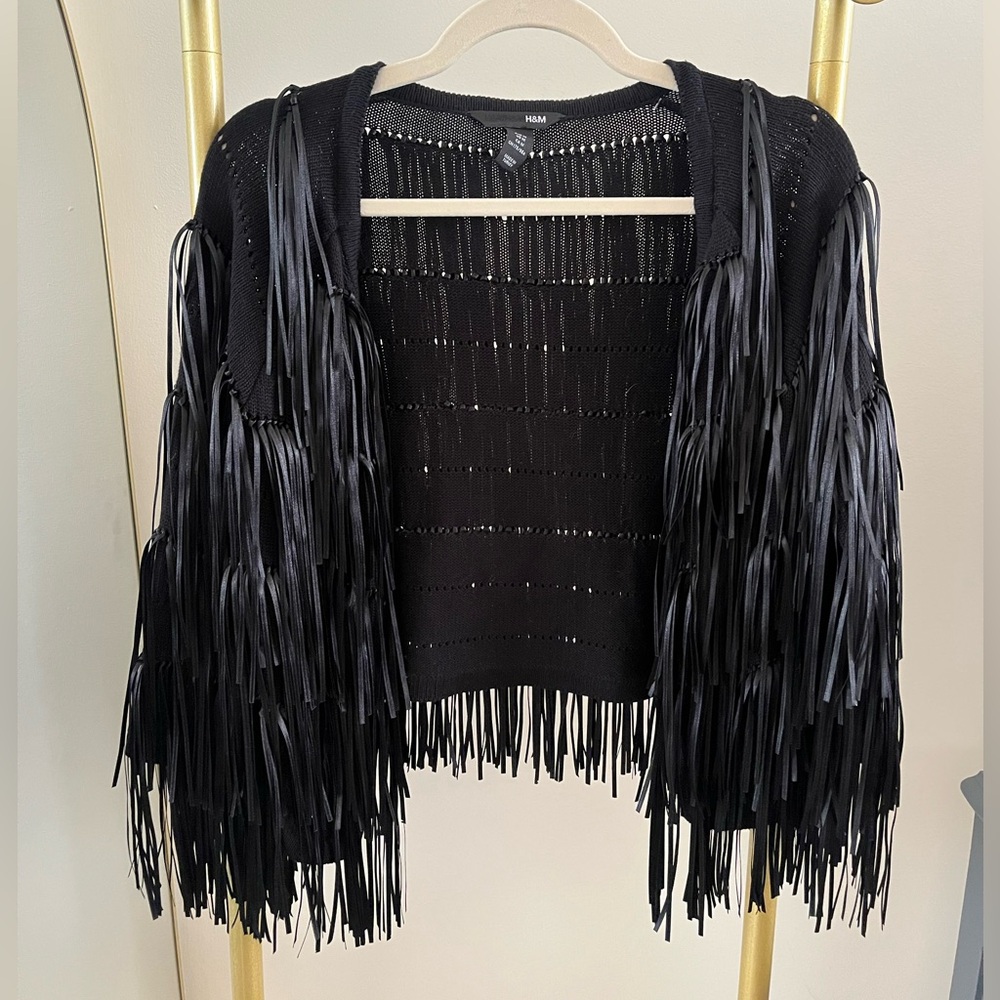 H&M Fringe sweater jacket